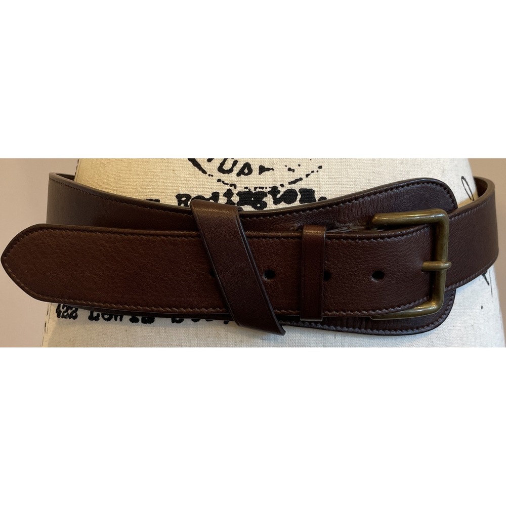 Vintage Women's Ralph Lauren Collection Brown Leather Belt Brass Buckle Large